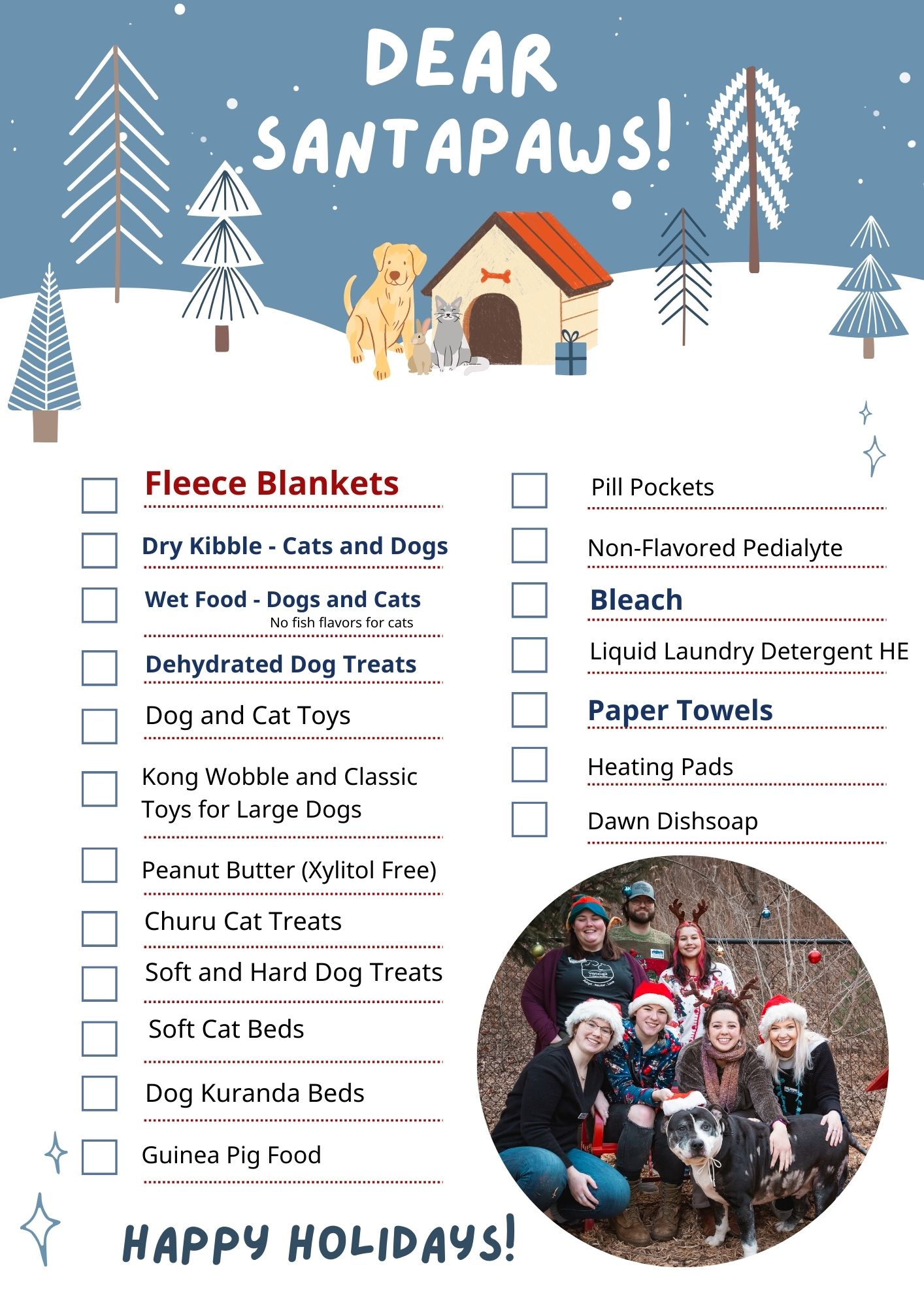 Become Santa Paws by leaving a gift under our tree!